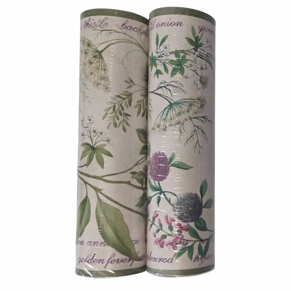 2 Rolls Vintage Wallpaper Border New Garden Herbs Wildflowers Earthy Cottage
